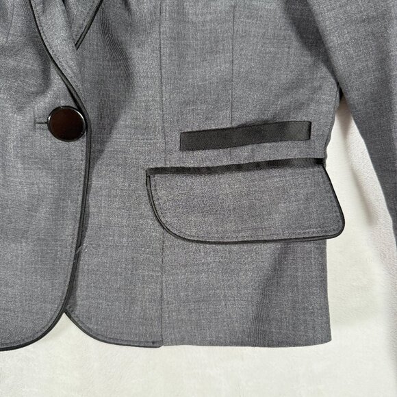 Bebe Blazer Women Size 6 Gray Wool Blend One-Button Office Jacket Lined EUC - Picture 7 of 12
